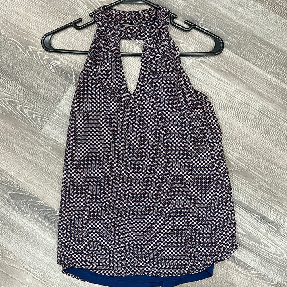 Navy and Taupe Halter Tank